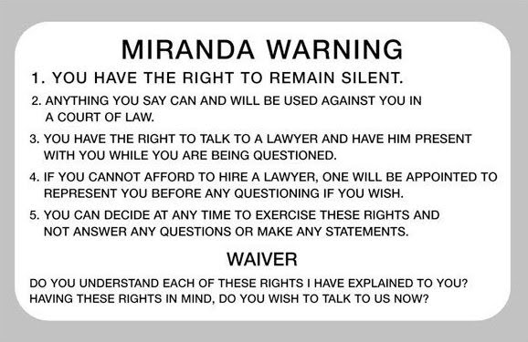 Miranda Rights Must Be Read When Suspect Is In Custody